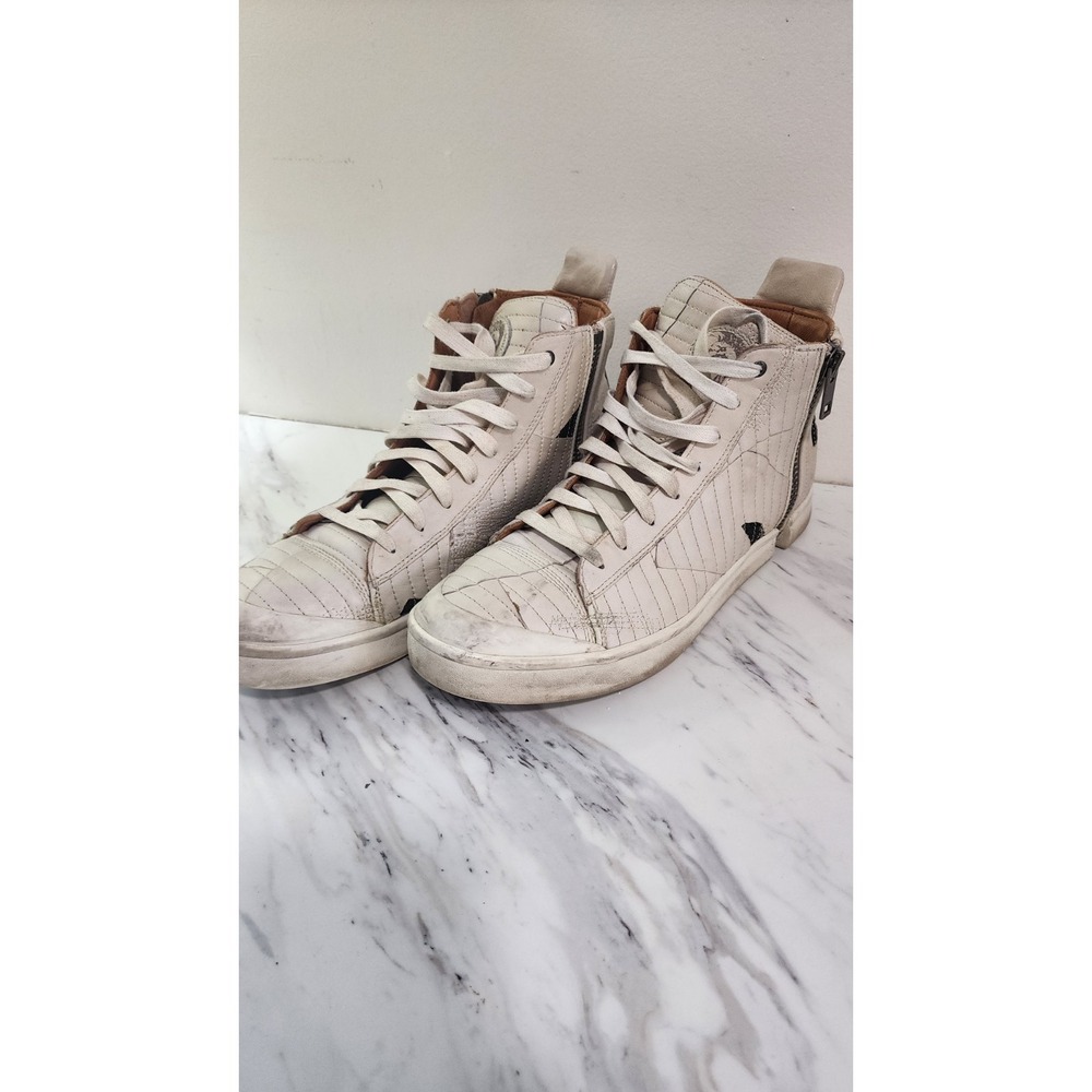 Diesel S-Nentish Zip-Round White Sneakers Mens Sz 13 Leather @A1 Very Rare